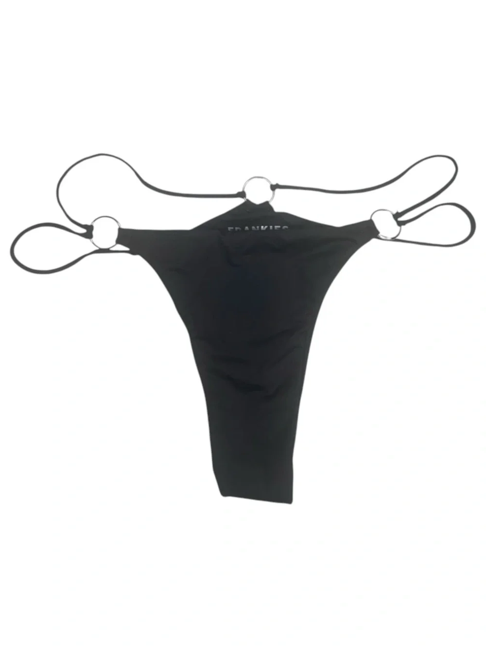 new Frankie’s Bikinis ↯ Kailyn Skimpy Ring Detail Bikini Bottoms ↯ Black ↯ Large